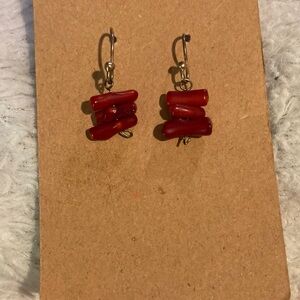 Elegant Sterling silver and Red Coral Earrings